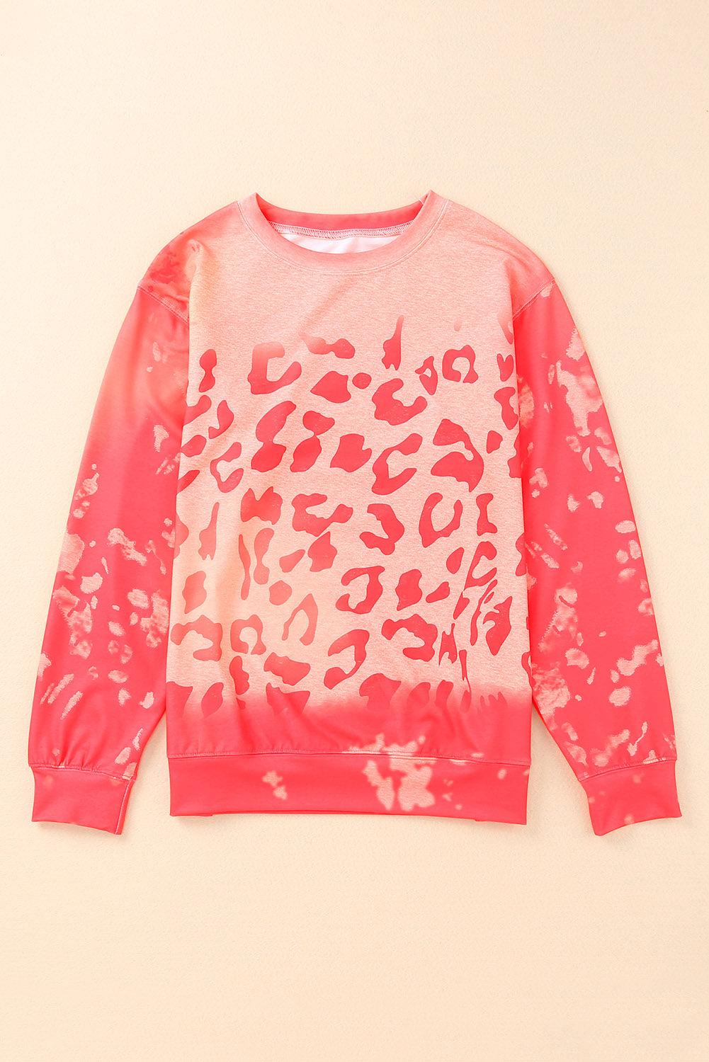 Pink Bleached Cheetah Print Sweatshirt