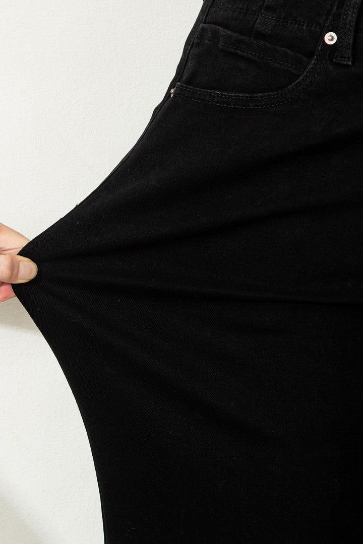 Black 2-Button High Waist Flared Bottom Jeans