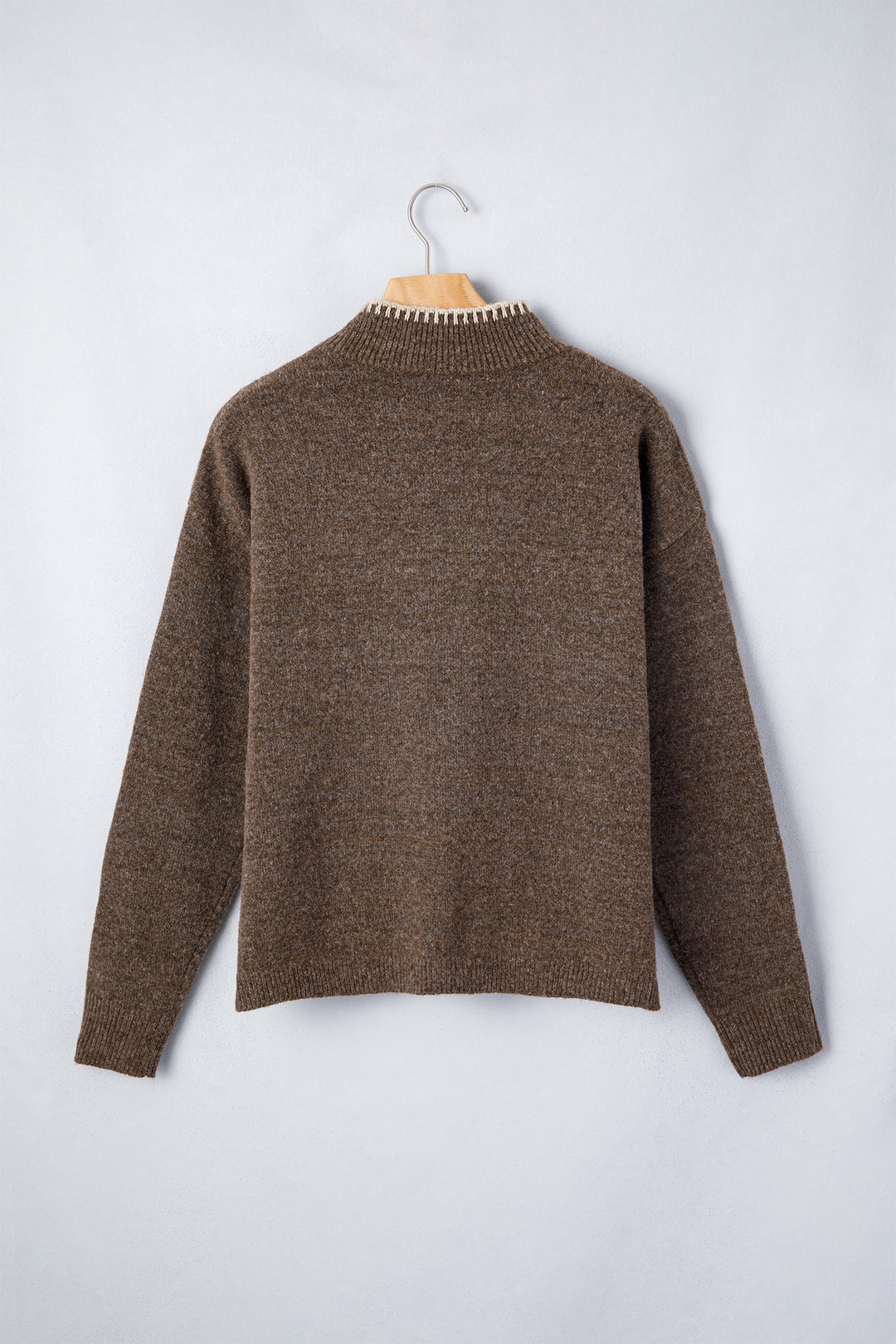 Chicory Coffee Floral Print High Neck Long Sleeve Sweater