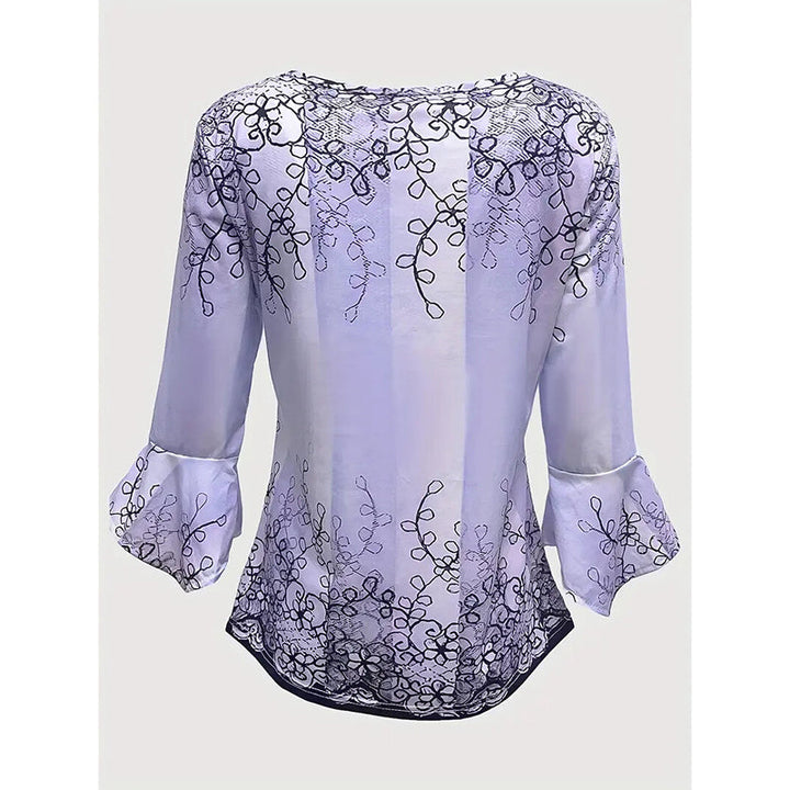Women’s V-Neck 3/4 Sleeve Button-Front Tunic Blouse