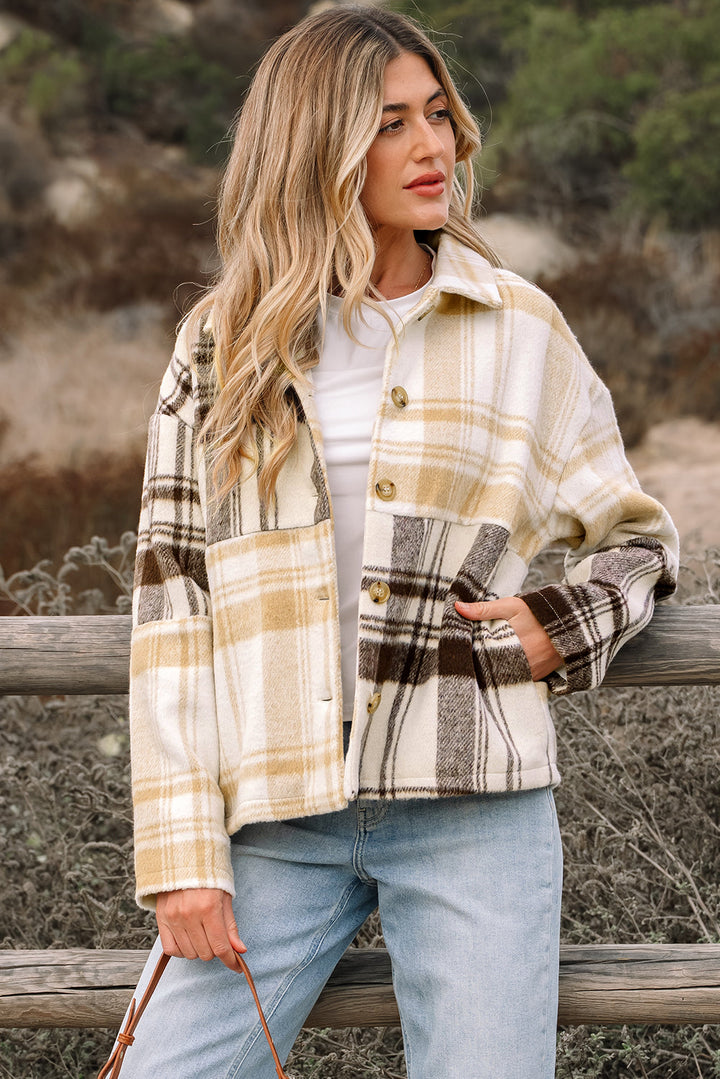 Julinique Plaid Patchwork Side Shacket