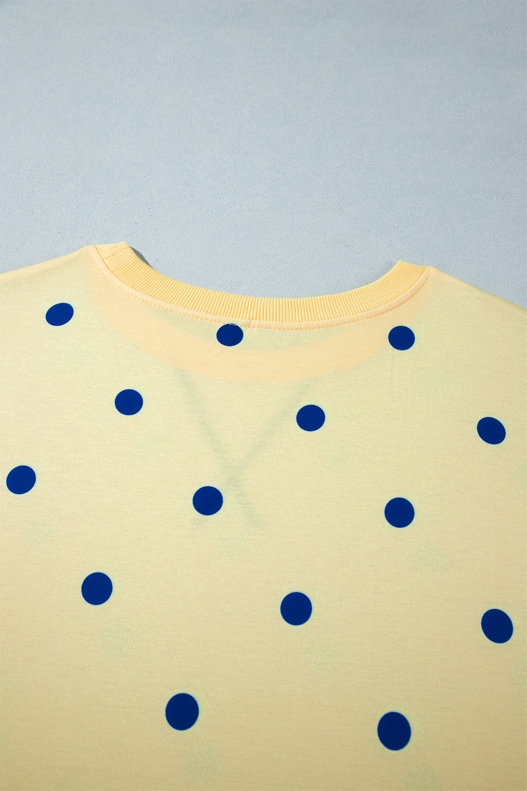 Yellow Round Neck Long Sleeve Polka Dot Plus Size Top