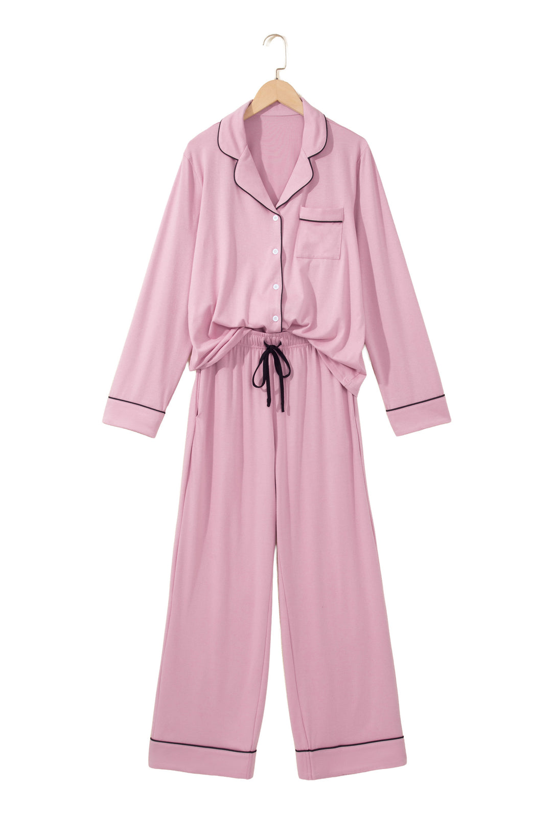 Delicacy Long Sleeve Colorblock Patchwork Two Piece Home Wear Lounge Set