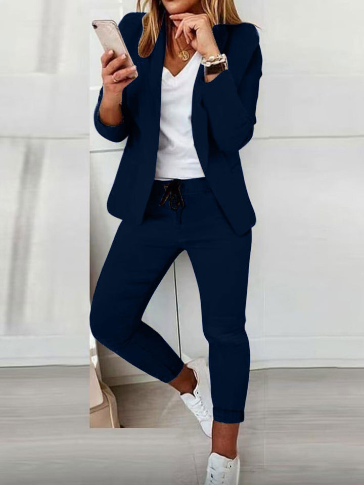 Lapel Blazer &amp; Drawstring Trousers OL Suit – 12 Colors XS–3XL