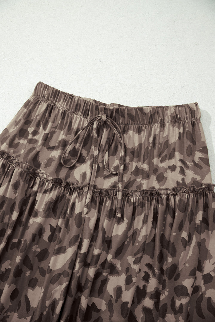 Multicolour Camo Print Wide Leg Casual Pants