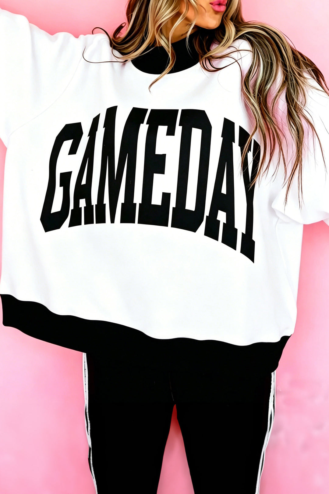Red Checkered Print High Neck Baggy Sweatshirt