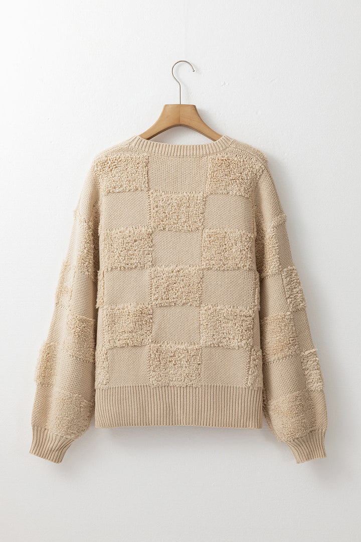 Emily Checkered Sherpa Loose Sweater