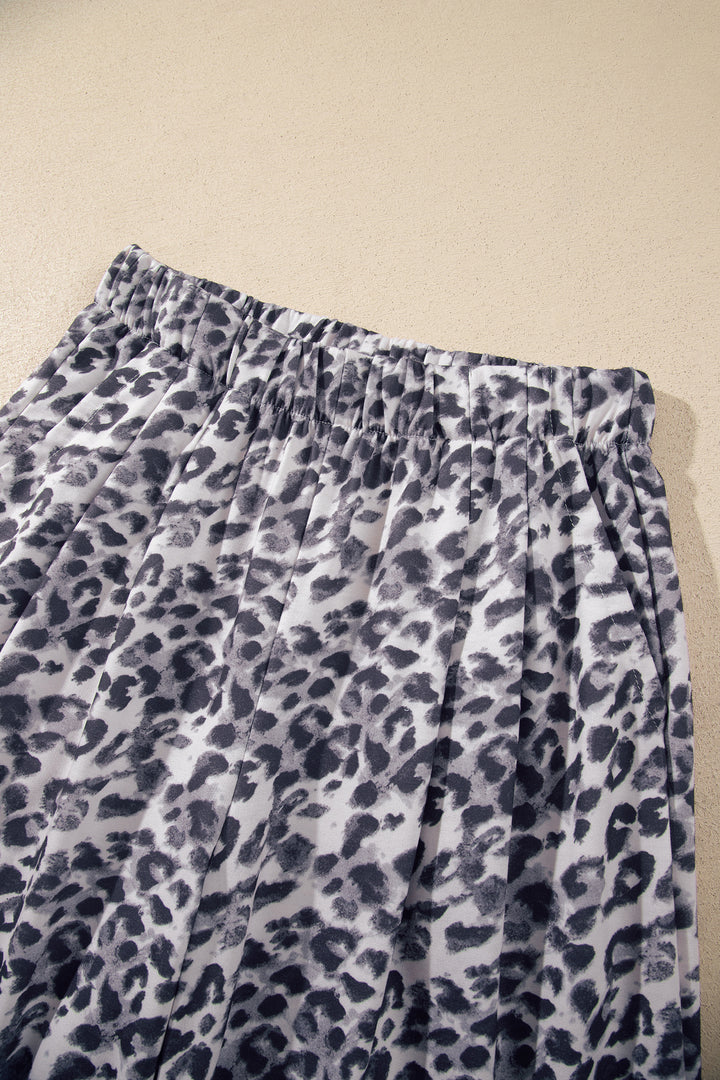 Multicolour Leopard Print Wide Leg Full Length Pants