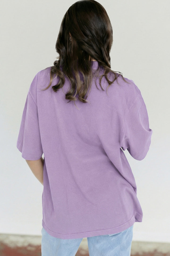 Black Solid Color High Neck Oversize Tee