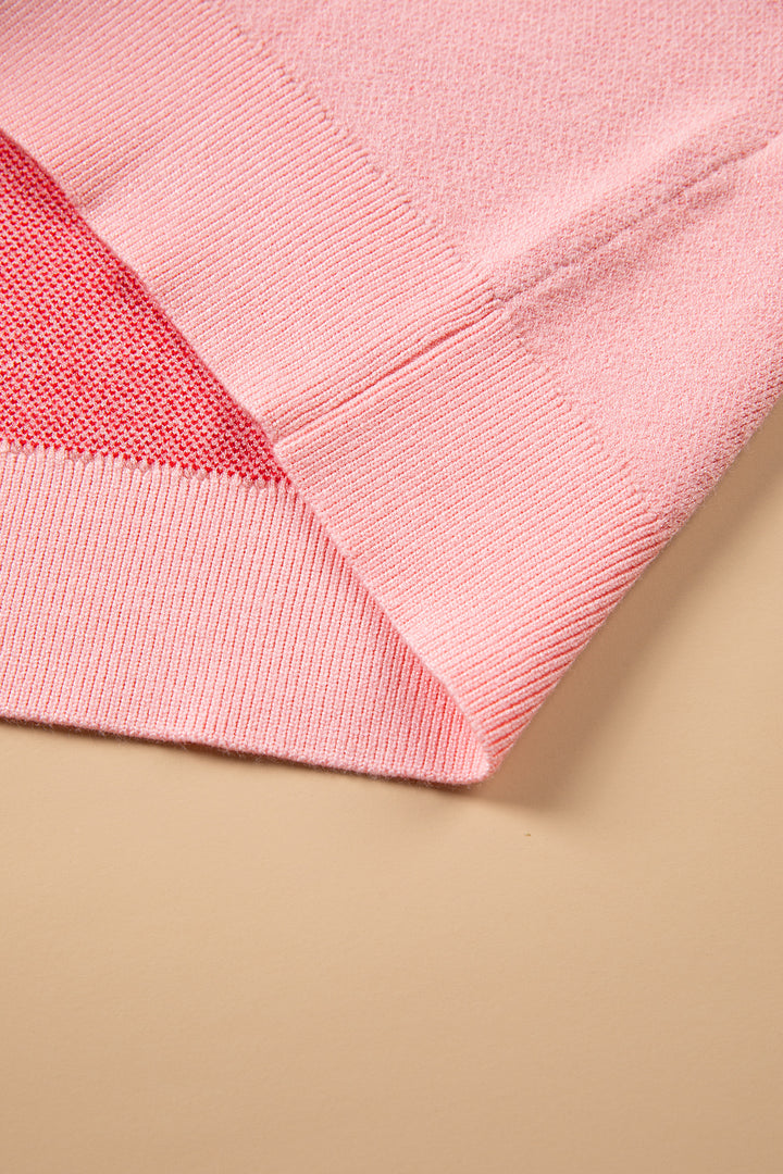 Gossamer Pink Drop Shoulder Round Neck Towel Embroidery Slogan Pullover Sweater