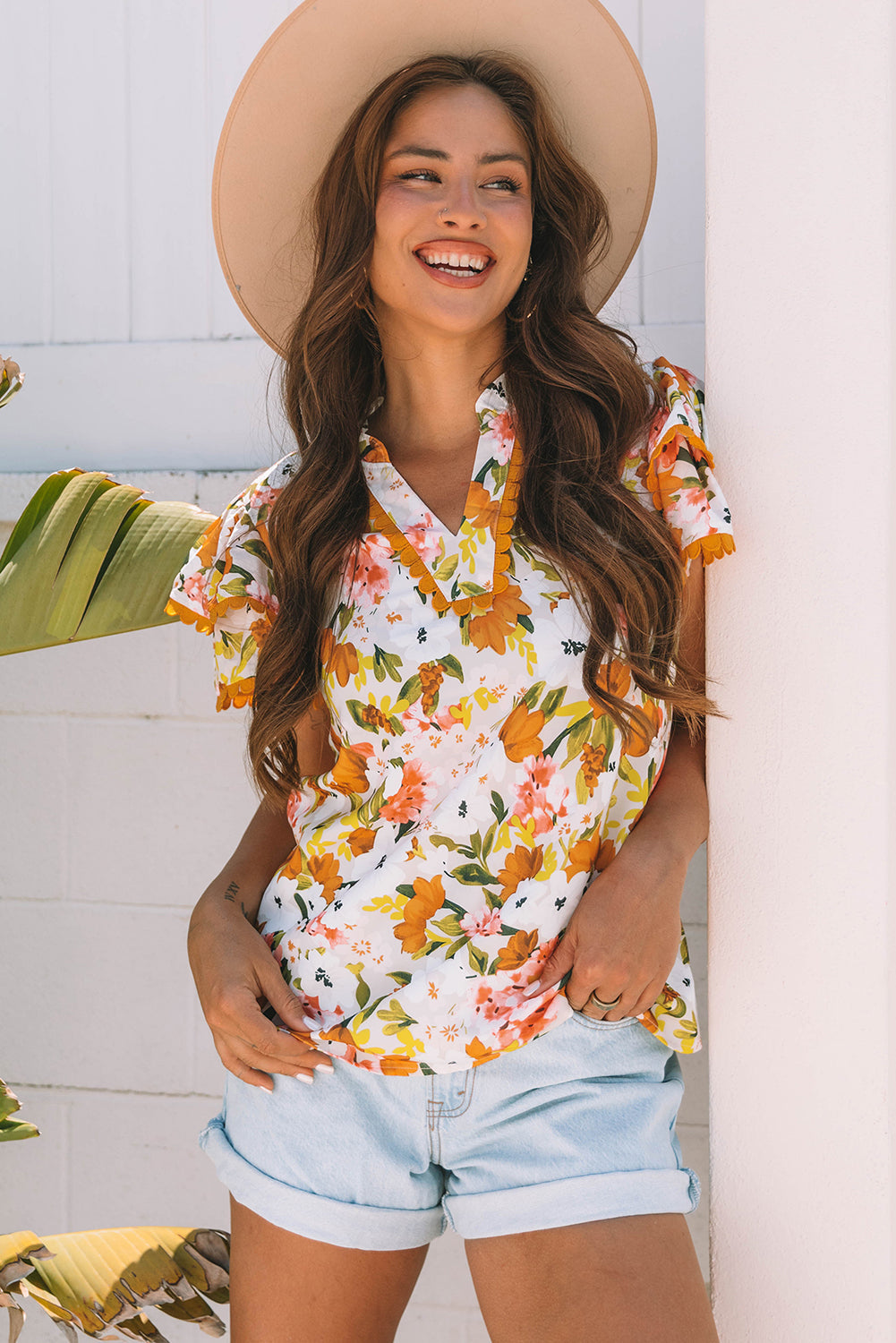 Ailany Short Sleeve Floral Blouse