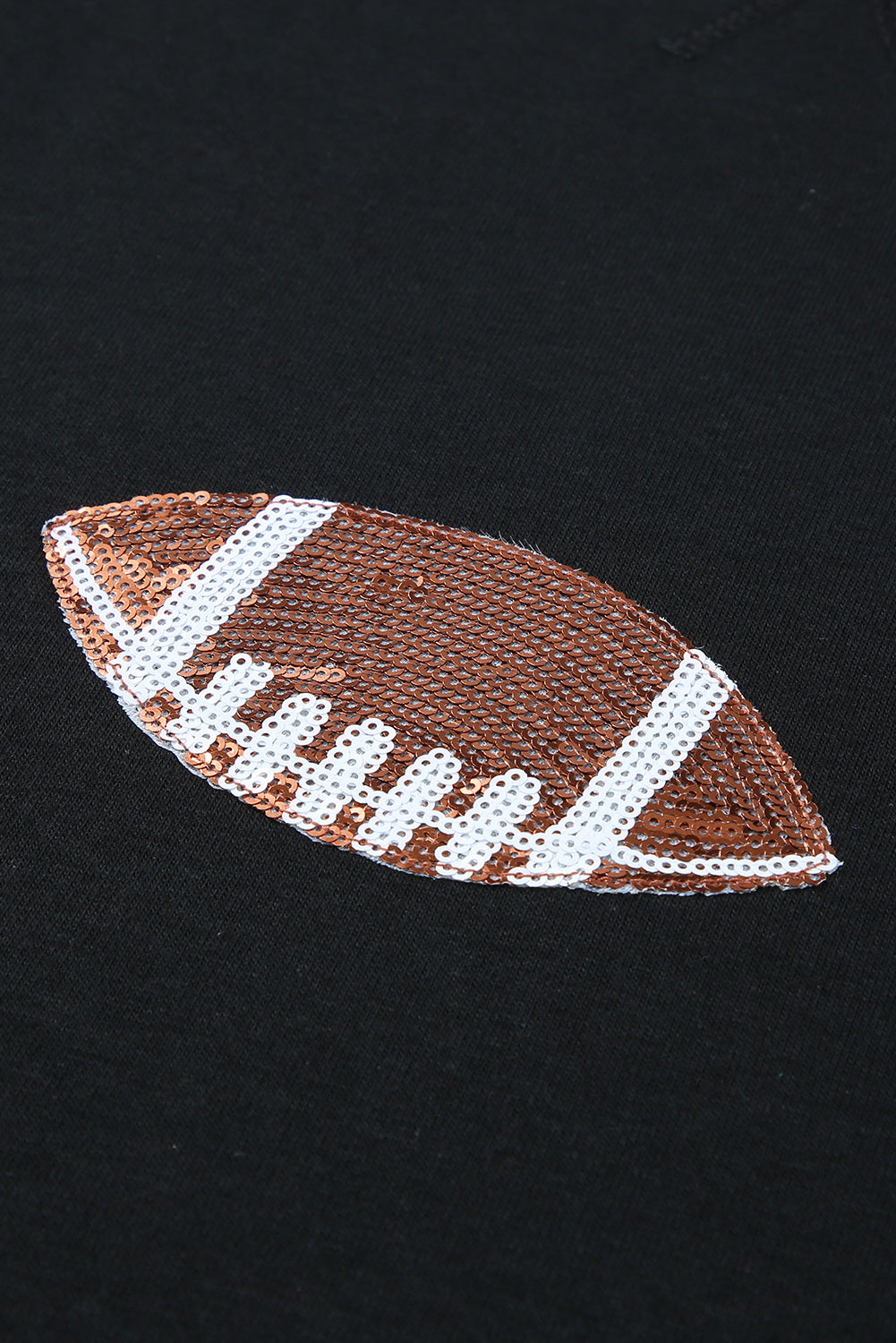 Black Game Day Sequin Rugby Football Pattern Ruffled Short Dress