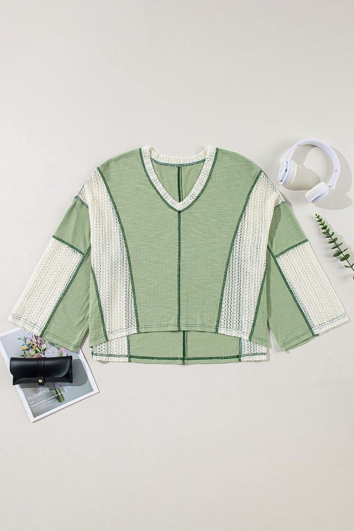 Ruby Crochet Detail Exposed Seam High Low Loose Top