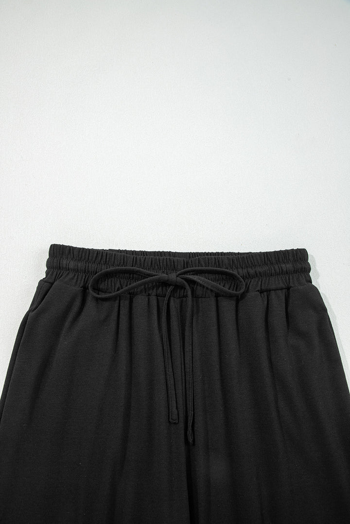 Black Contrast Trim Hooded Lounge Cardigan and Pants Set