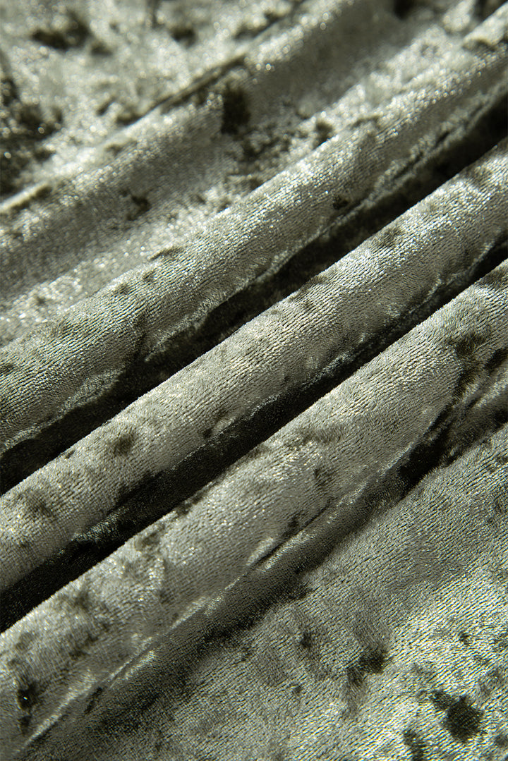 Coffee Plus Size Velvet Babydoll Mini Dress with Puff Sleeve