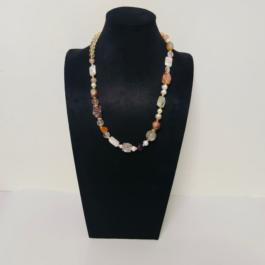 Handmade Premium Crystal Necklace |  Artisan Woven Jewelry with Alloy Accents  | Elegant Sparkling Statement Necklace for Women (MAC345)