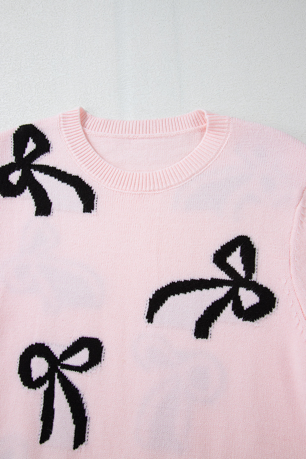 Pink Bow Knitted Loose Fit Sweater