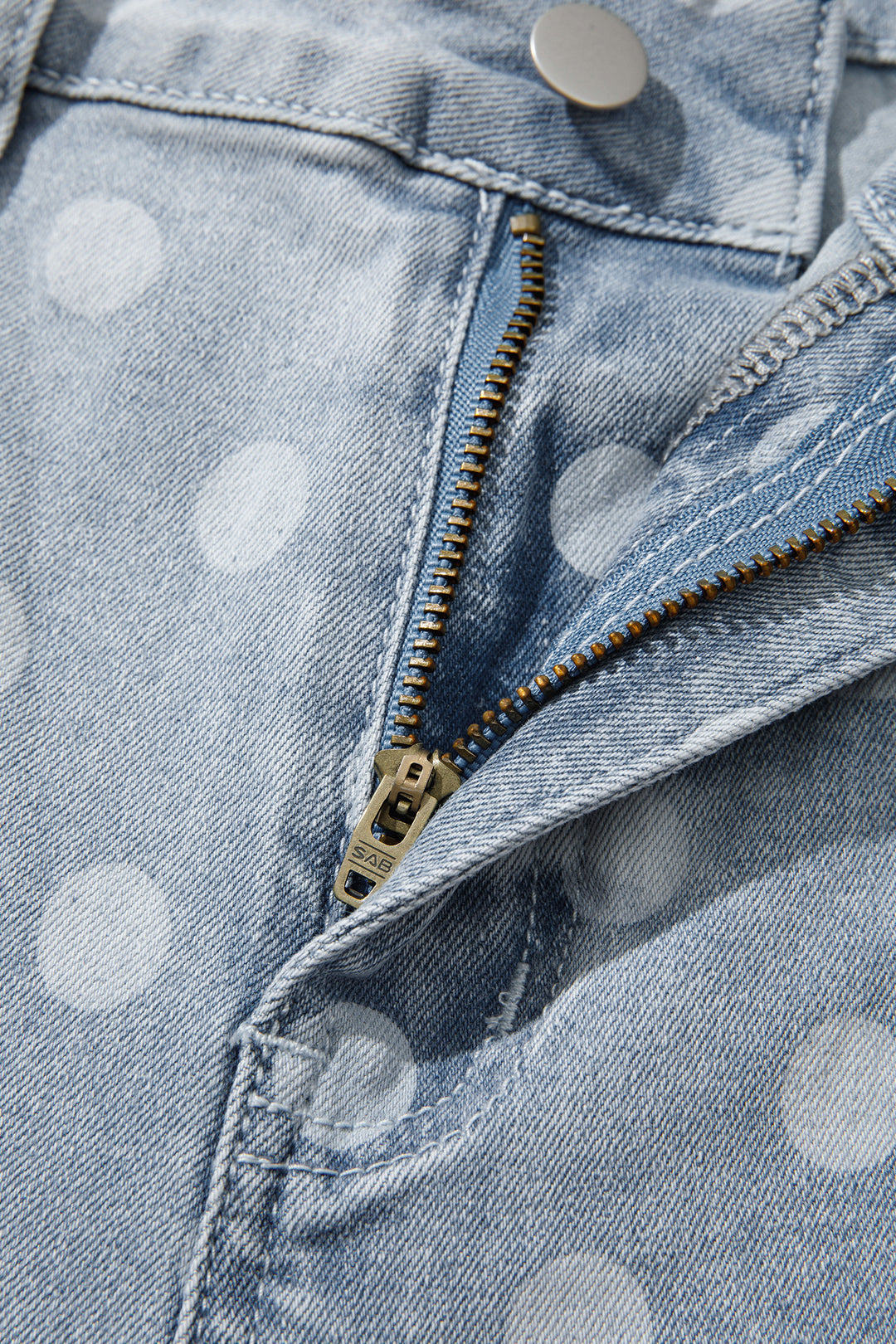 Sky Blue Polka Dot Casual Slim Fit Jeans