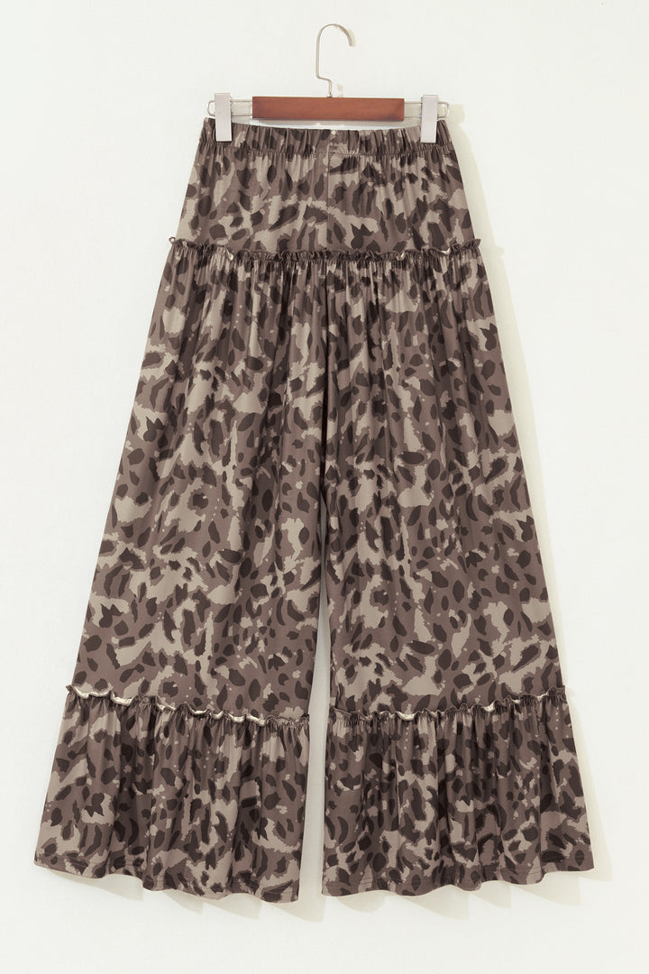Multicolour Camo Print Wide Leg Casual Pants