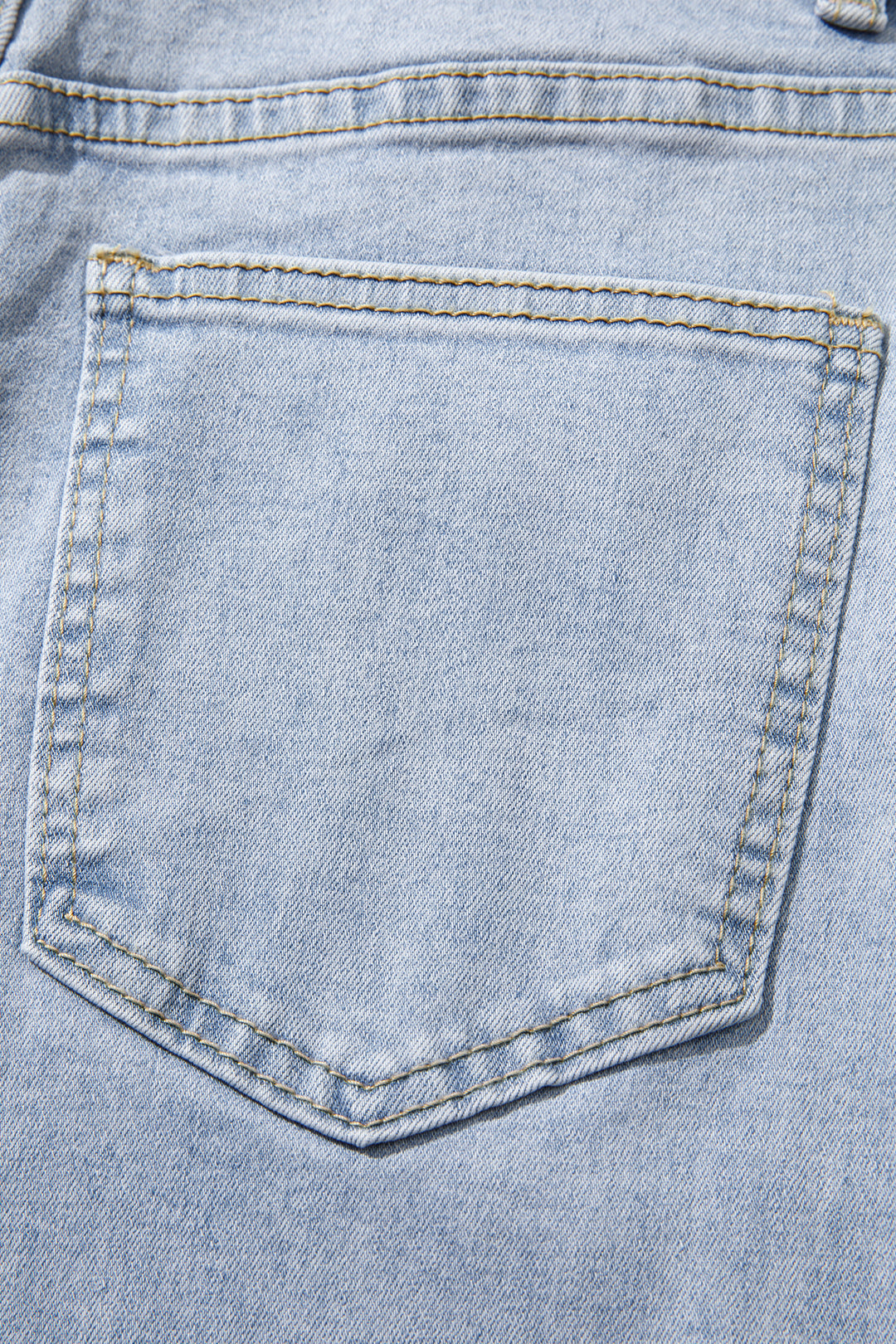 Beau Blue Lace Trim Casual Full-Length Regular Fit Jeans