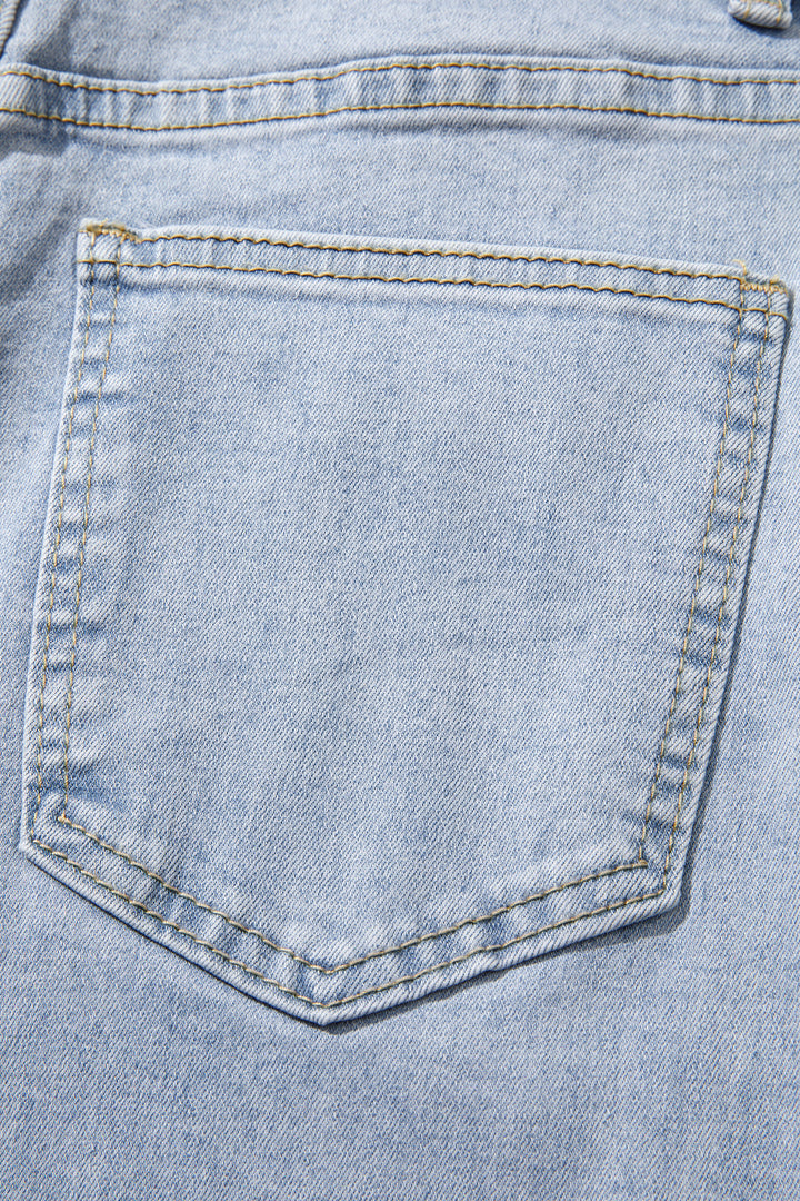 Beau Blue Lace Trim Casual Full-Length Regular Fit Jeans