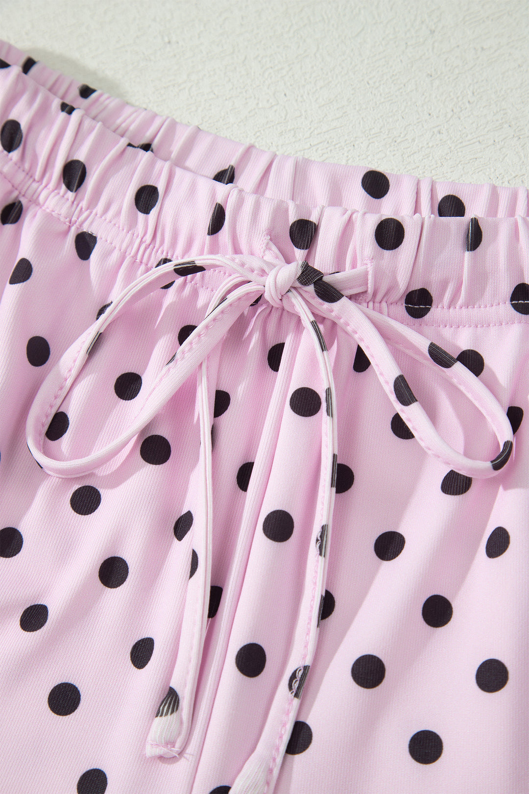 Brown Polka Dot Halter Tank Drawstring Elastic Waist Short Set