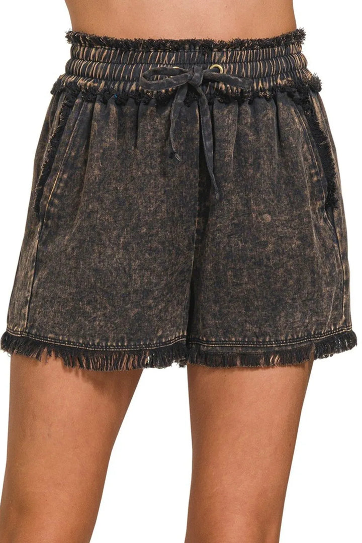 Black Sand Frayed Shorts