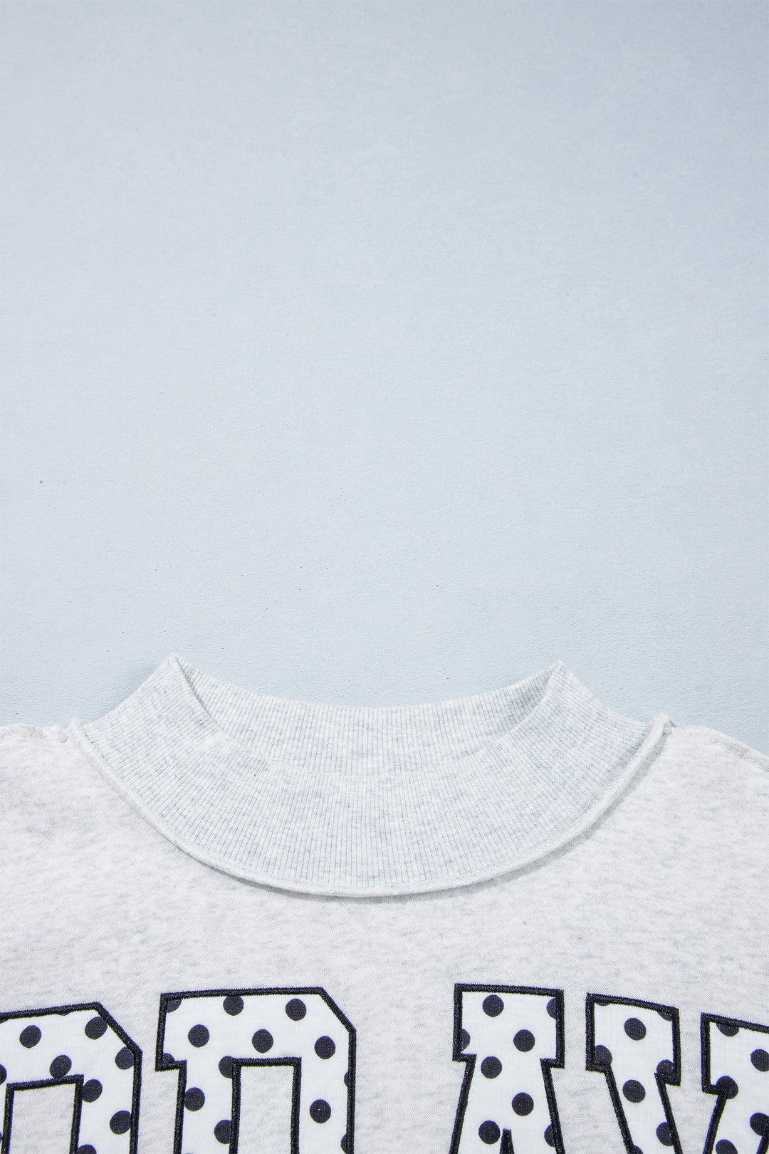Gray PRAY Polka Dot Embroidered Mock Neck Sweatshirt