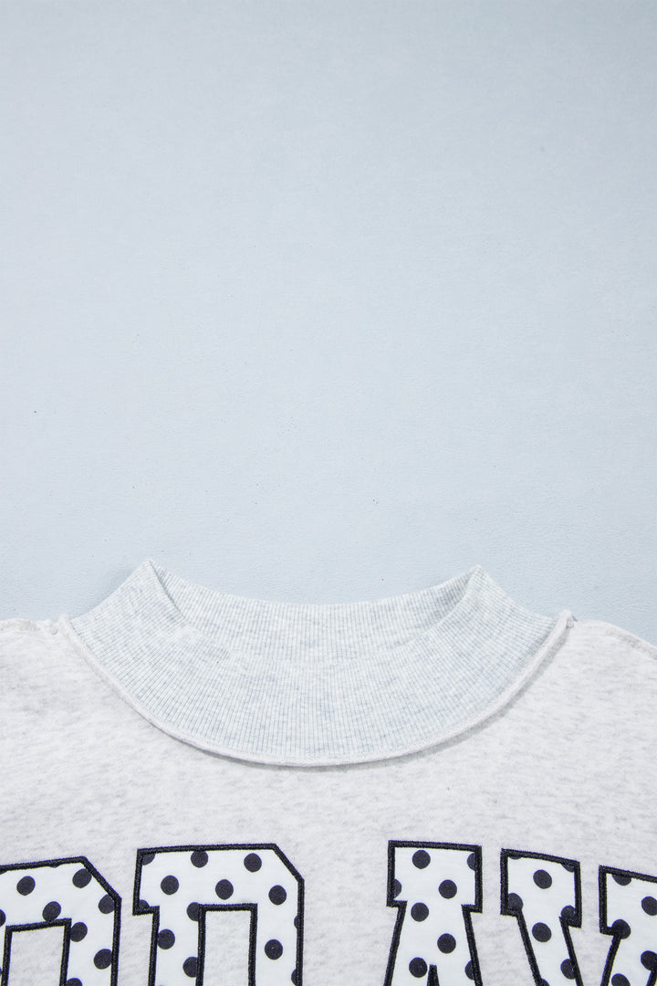 Gray PRAY Polka Dot Embroidered Mock Neck Sweatshirt