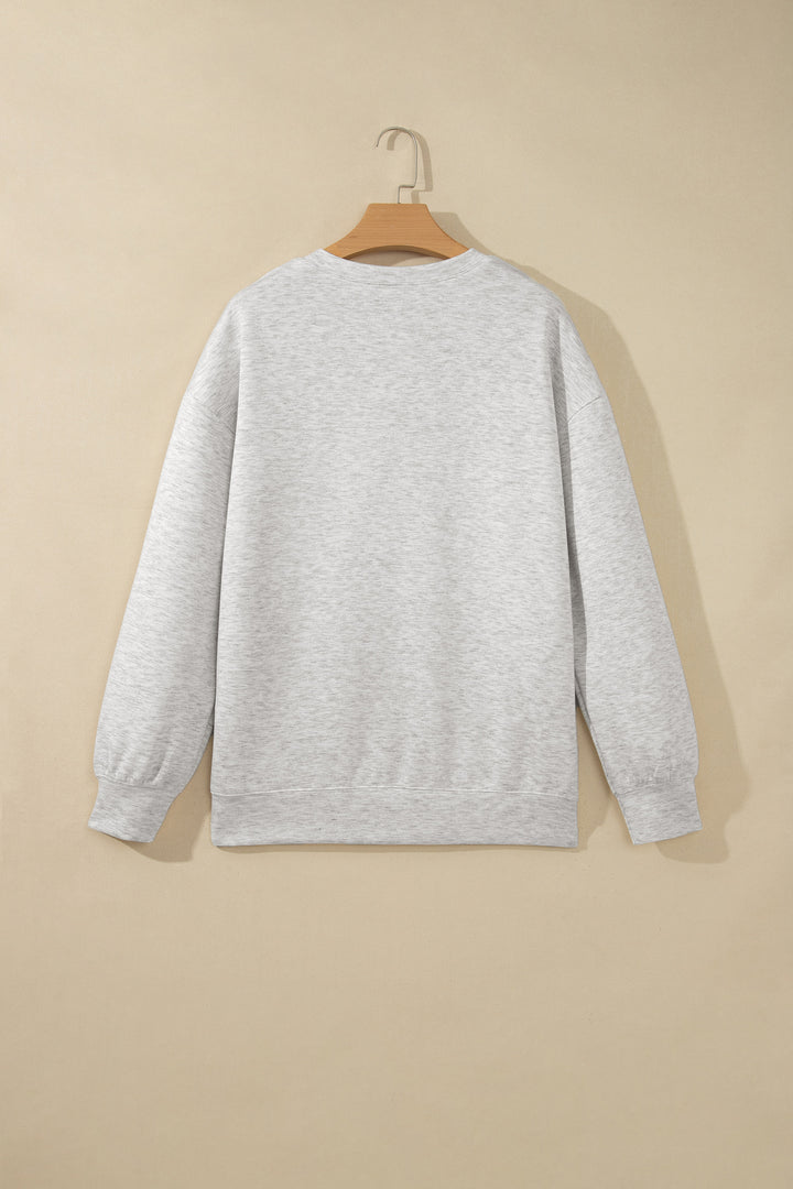 Light Grey Solid Color Zip Front Jacket Style Sweatshirt