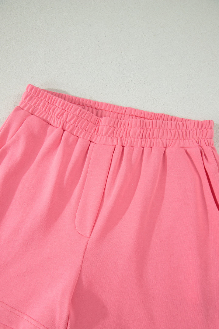 Sky Blue Half Zipped Ruffled Short Set