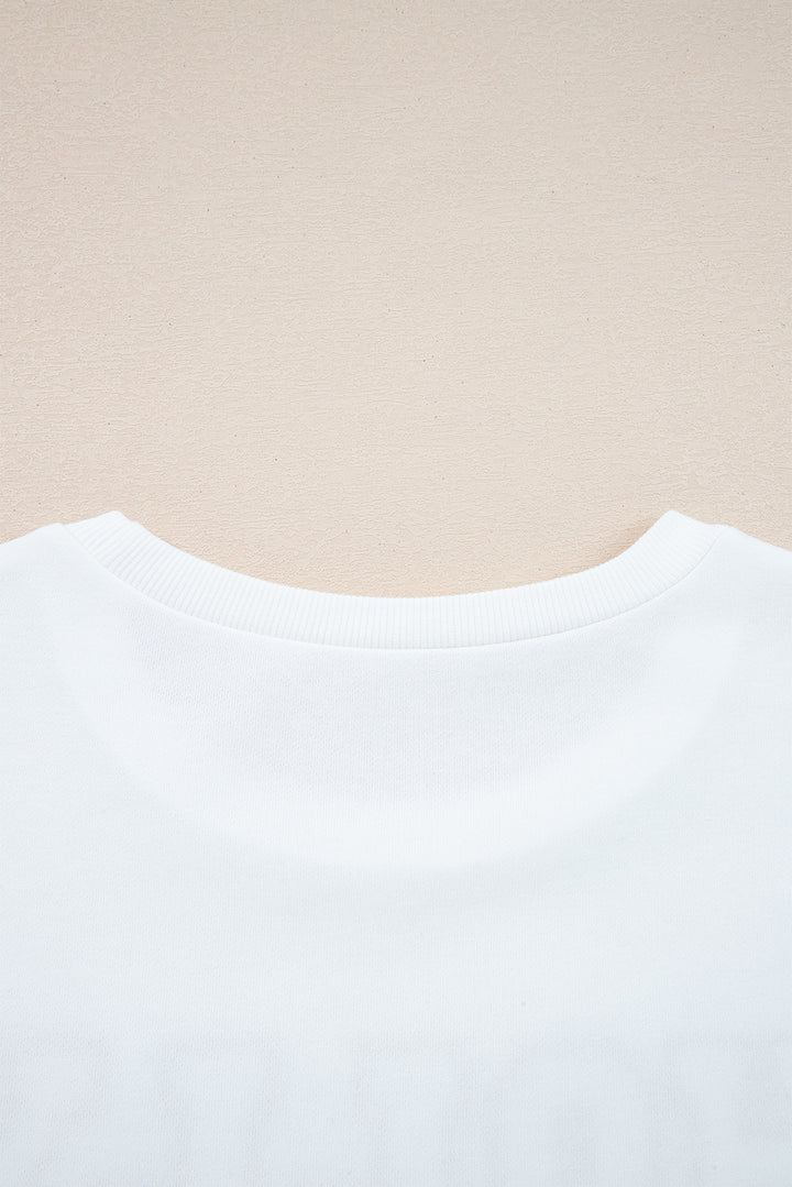 White HOLLY JOLLY Embroidered Graphic Pullover Sweatshirt