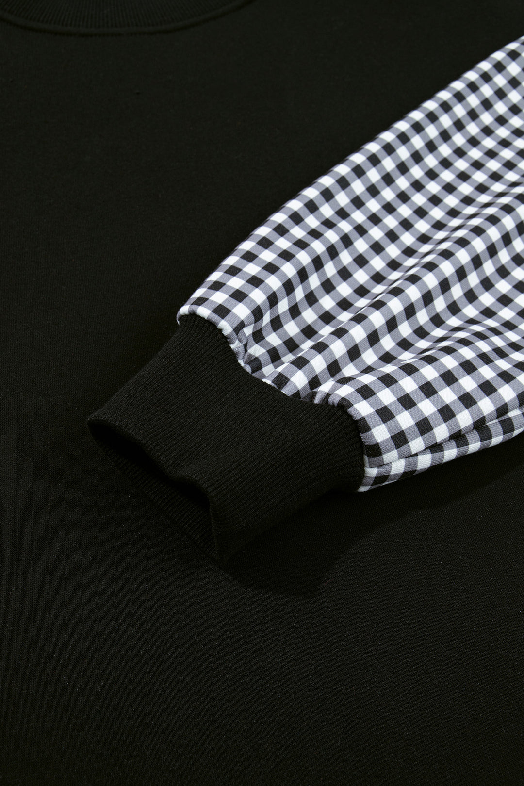 Evergreen Plaid Sleeve Colorblock Loose Tunic Sweatshirt