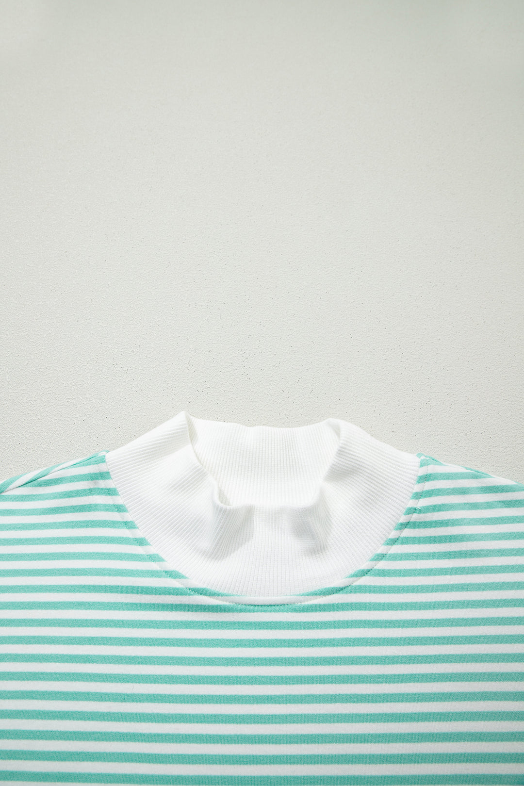 Sky Blue Stripe Oversize Mock Neck Sweatshirt and Shorts Set