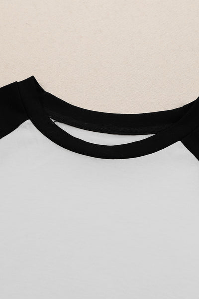 Black Color Block Raglan Sleeve Pullover Top