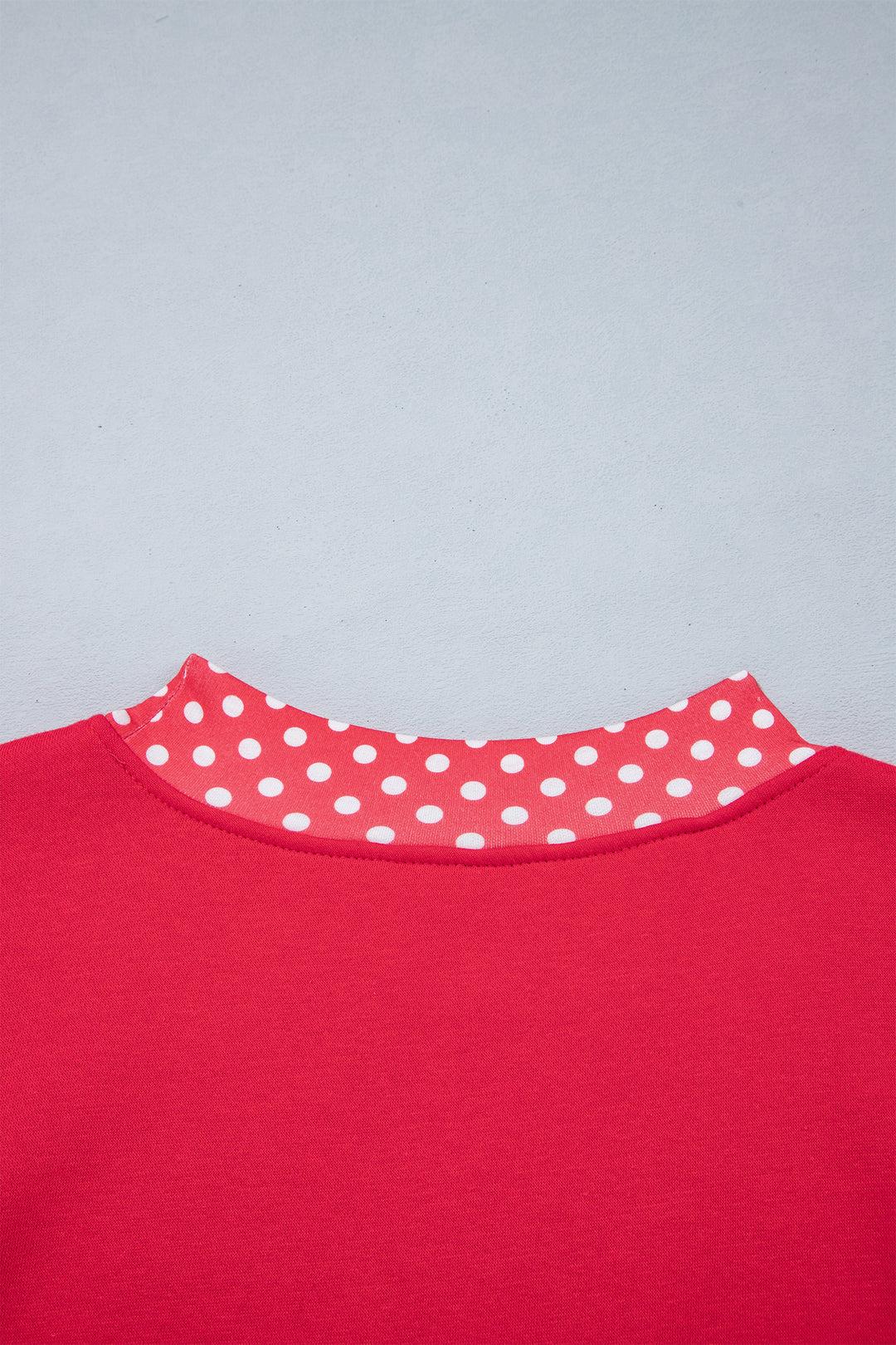 Red Colorblock Polka Dot Contrast Trim Oversized Sweatshirt