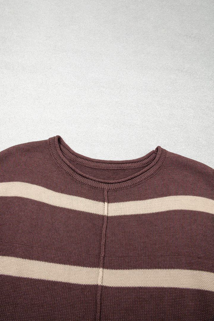 Rose Stripe Knit Western Short Sleeve Sweater