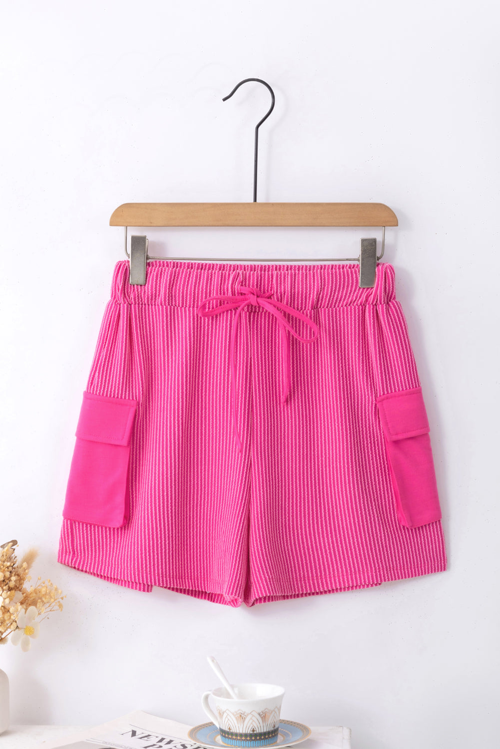 Bright Pink Cargo Pocket Wide-leg Shorts