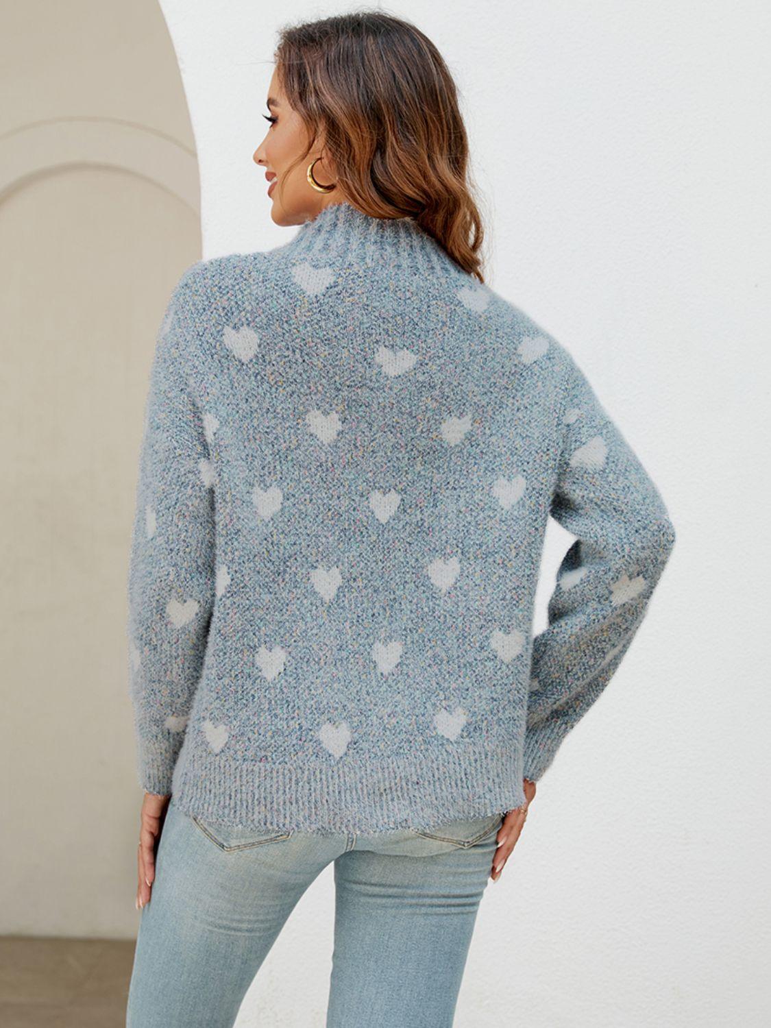 Heart Mock Neck Sweater