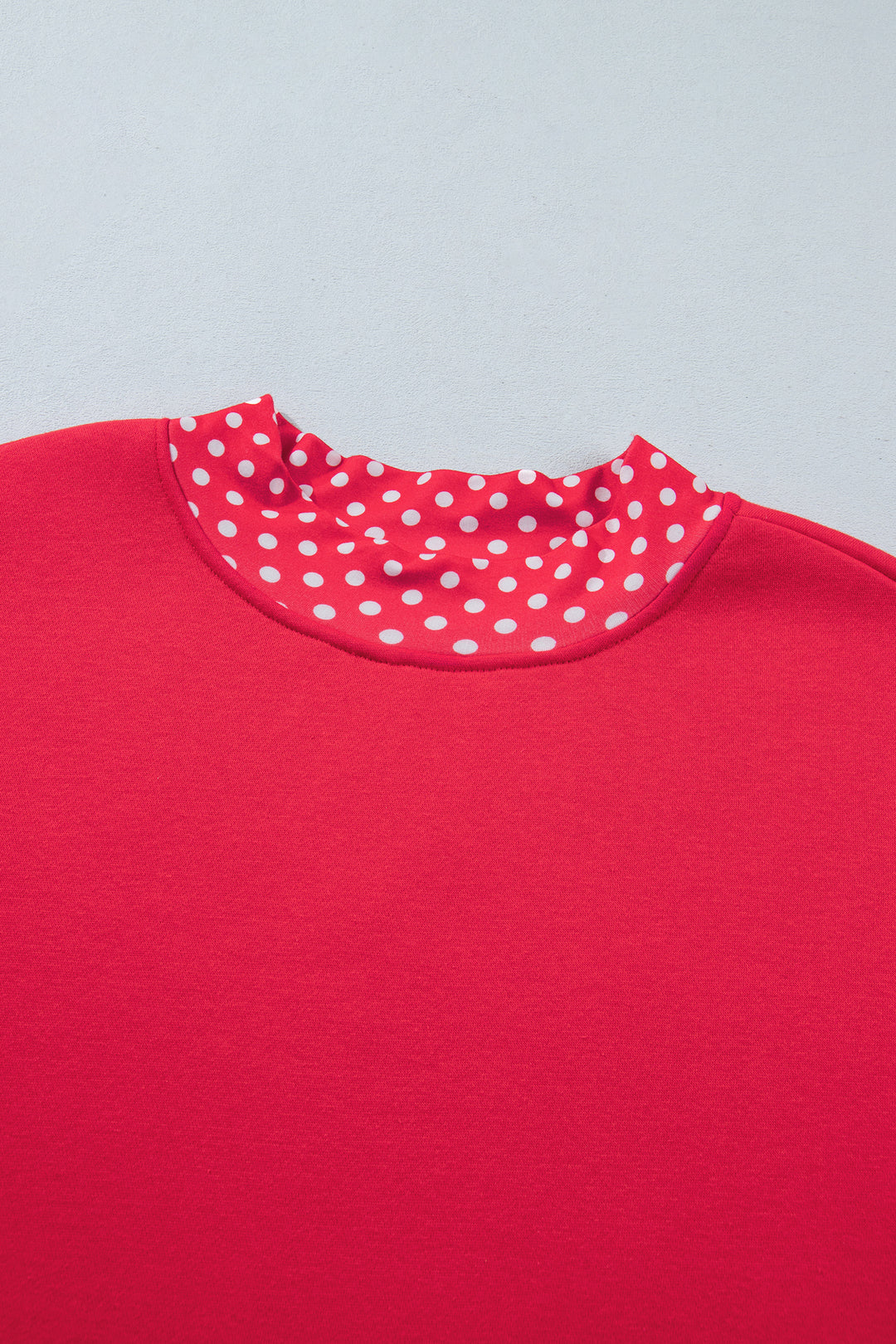 Red Colorblock Polka Dot Contrast Trim Oversized Sweatshirt