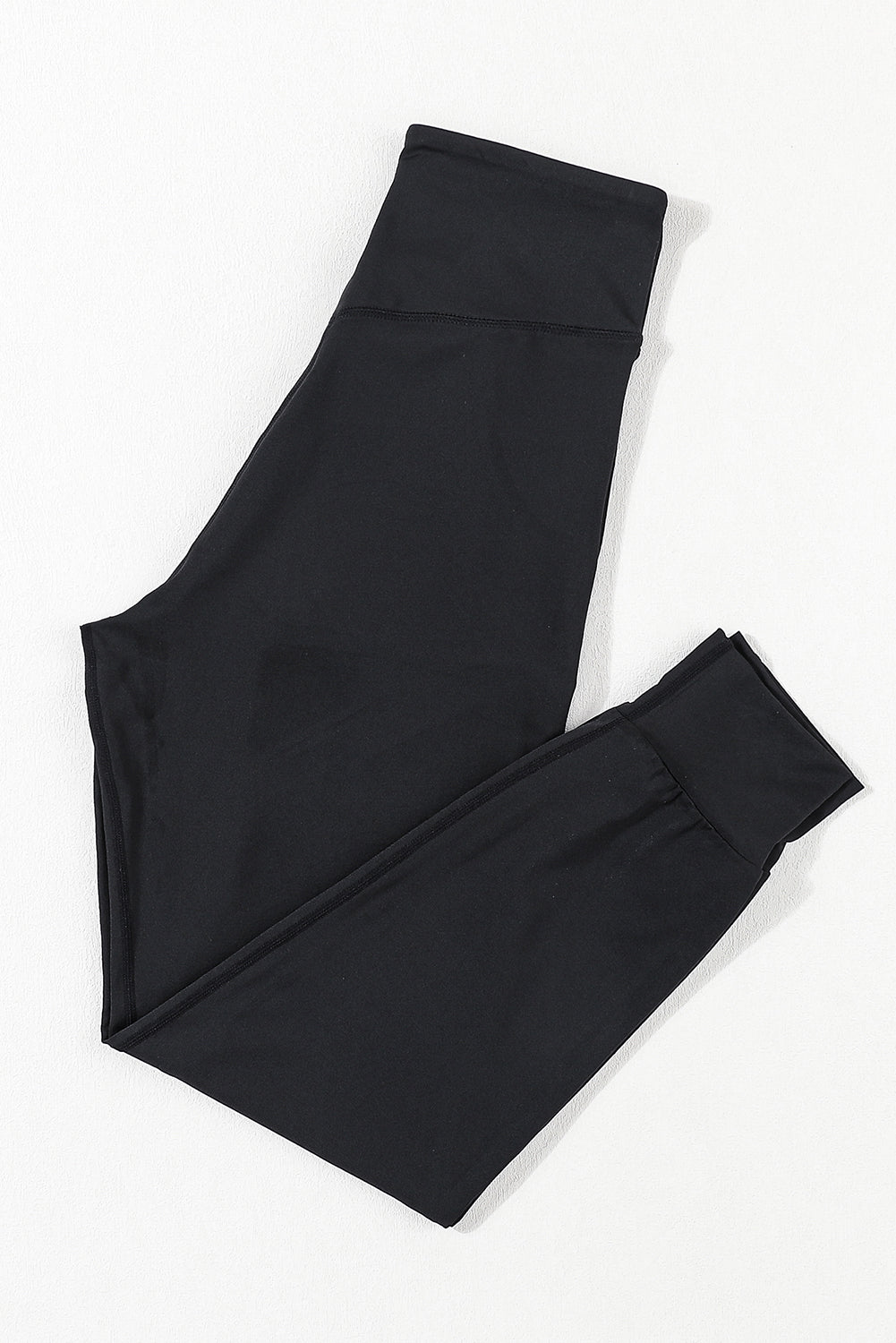 Black Exposed Seam High Waist Pocketed Joggers