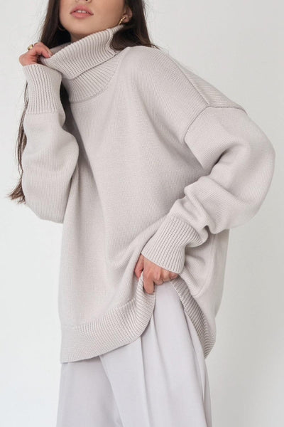 Turtle Neck Dropped Shoulder Sweater