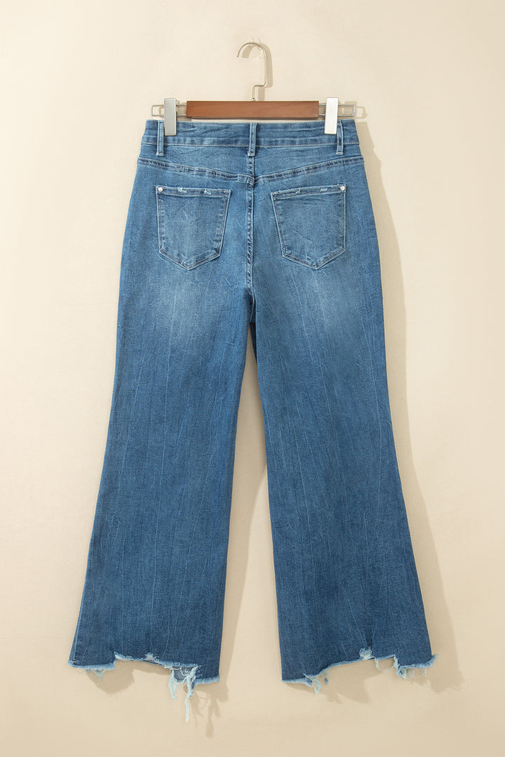 Ashleigh Blue High Waist Frayed Hem Flare Jeans