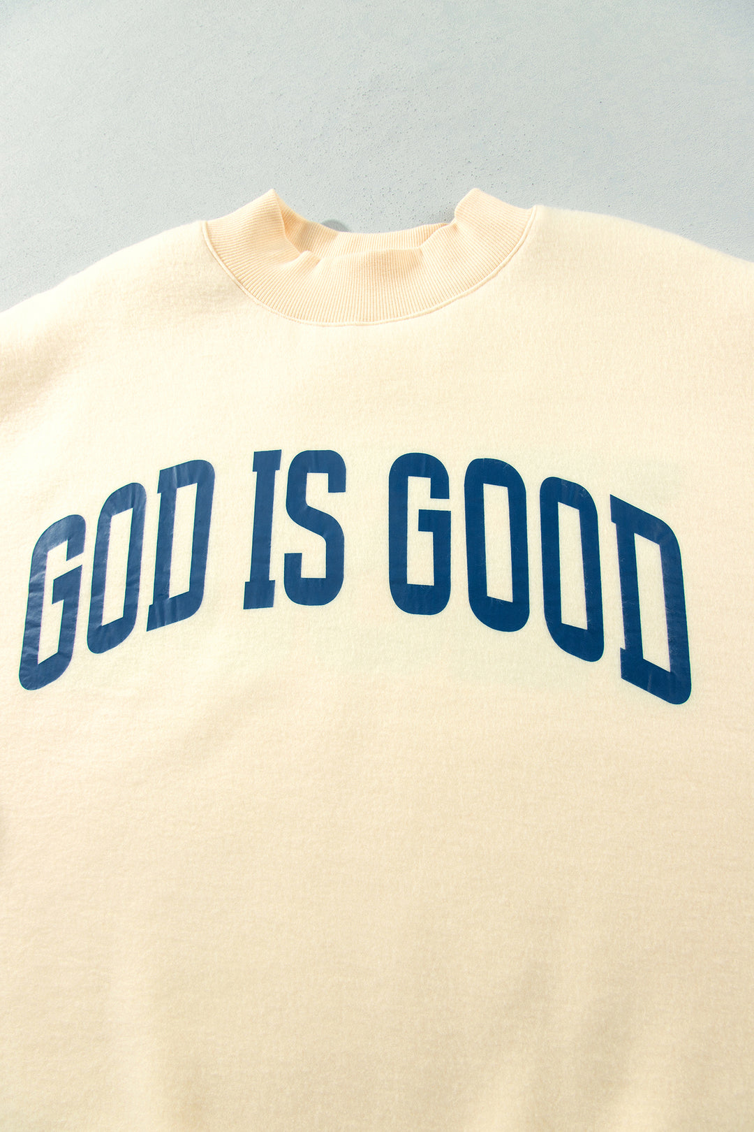 Yellow Jesus Slogan Stand Neck Long Sleeve Oversized Tunic Plus Size Sweatshirt
