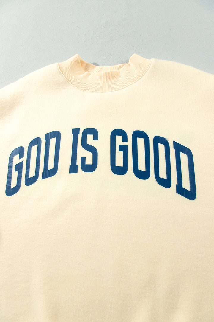 Yellow Jesus Slogan Stand Neck Long Sleeve Oversized Tunic Plus Size Sweatshirt