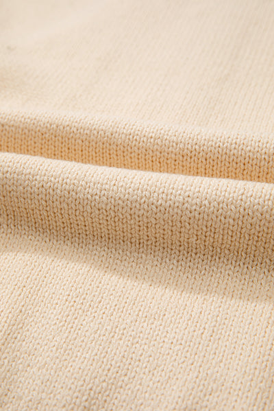 Beige Open Knit Drop Shoulder Sweater Cardigan