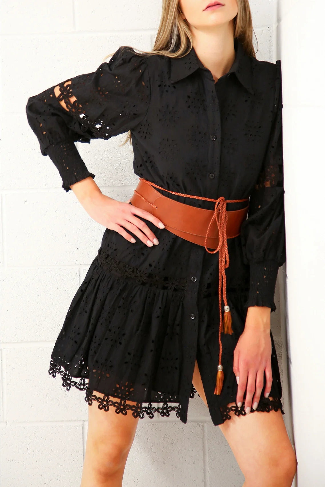 Prosper Lace Dress with Leather Belt