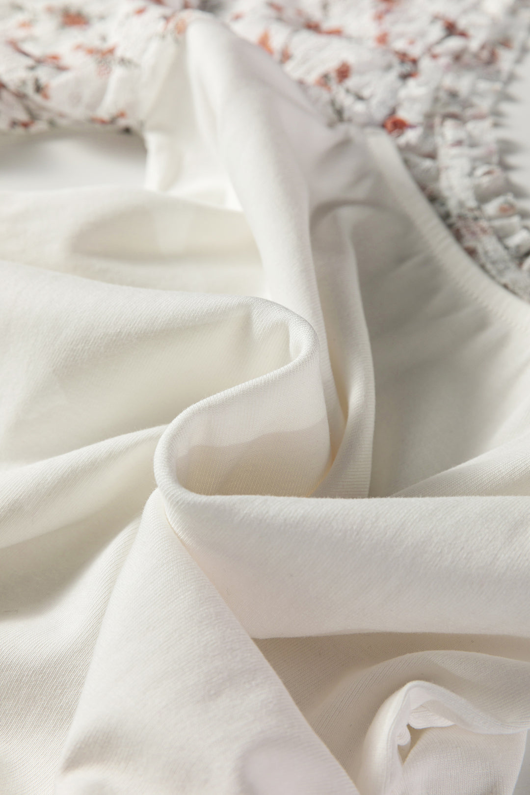 White Floral Lace Patchwork Square Neck Long Sleeve Top