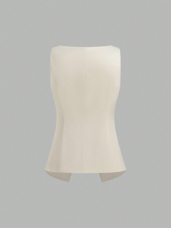 Women’s Minimalist Cinched-Waist Camisole – Single-Breasted Summer Tank