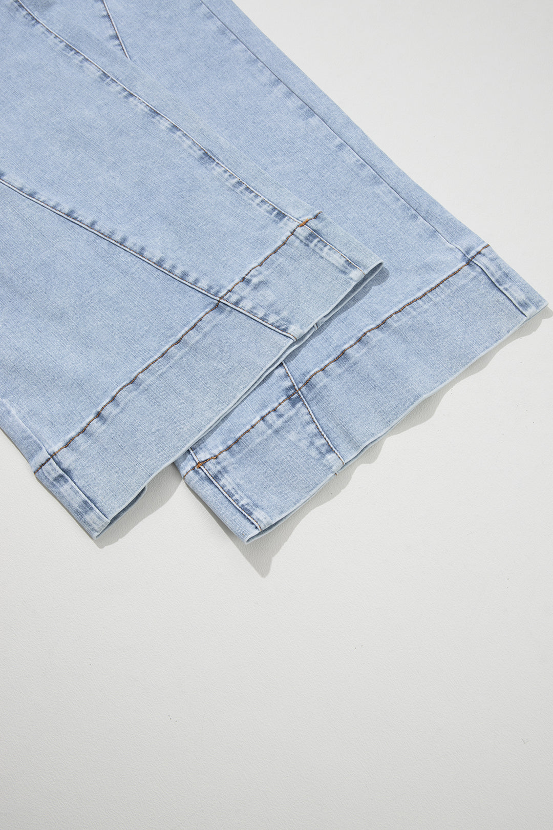 Beau Blue Solid Paneling Loose Fit Plus Size Jeans